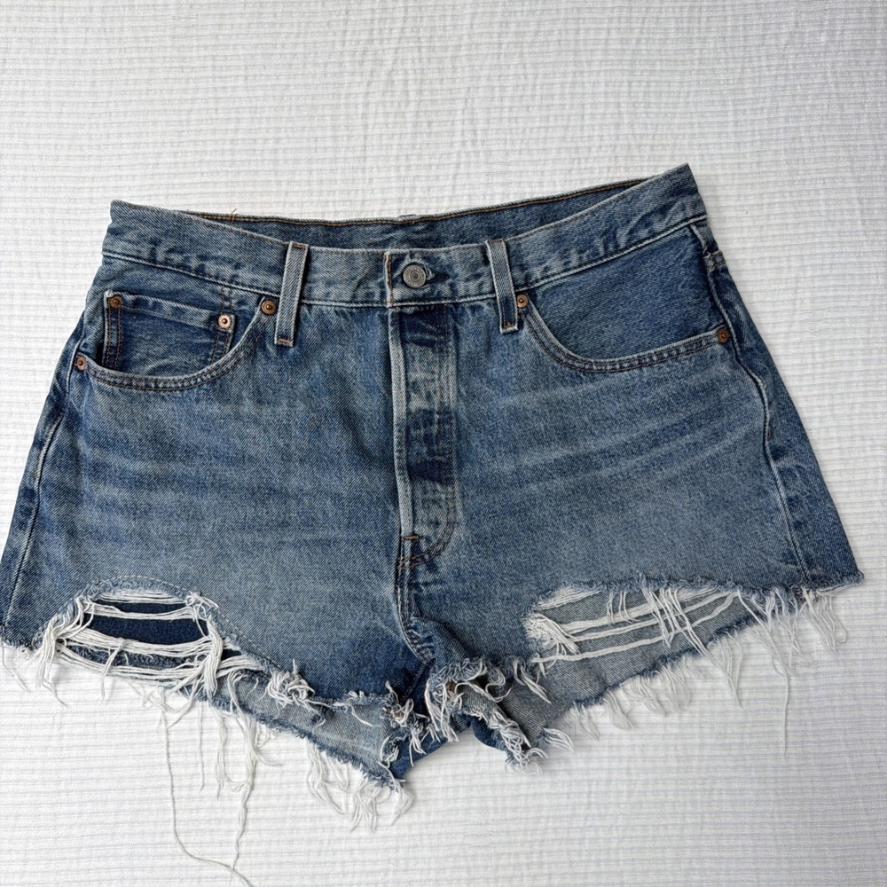 Levi's Shorts Women's Size W33 Button Fly 501 Blues Distressed Cutoffs